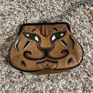 Tan Leather Animal Face Women's Bag